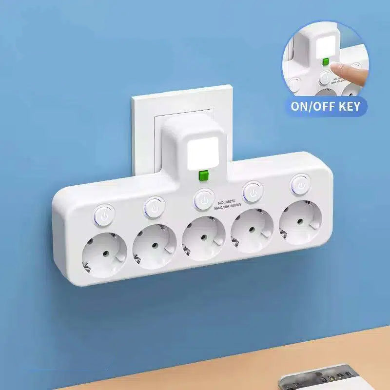 Extension Lead with USB and Switches | Multi-Socket Surge Protector 2500 W