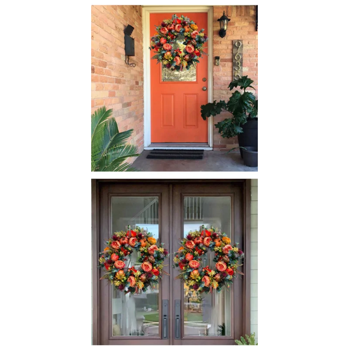 Autumna Charm Autumn Wreath | Pumpkin and Rattan | 40 cm | Handcrafted Décor for Autumn and Thanksgiving