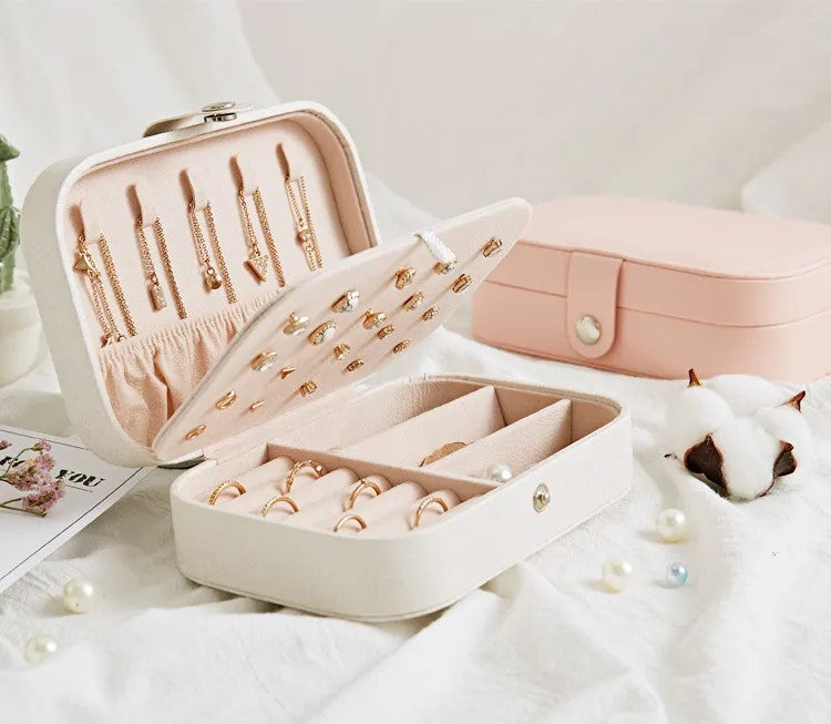 Double-Layer Portable Leather Jewellery Box