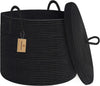 Large Black Cotton Rope Storage Basket with Lid – Selwyn