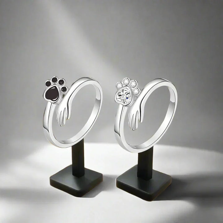 Sterling Silver Adjustable Ring – Hand and Paw Print Design