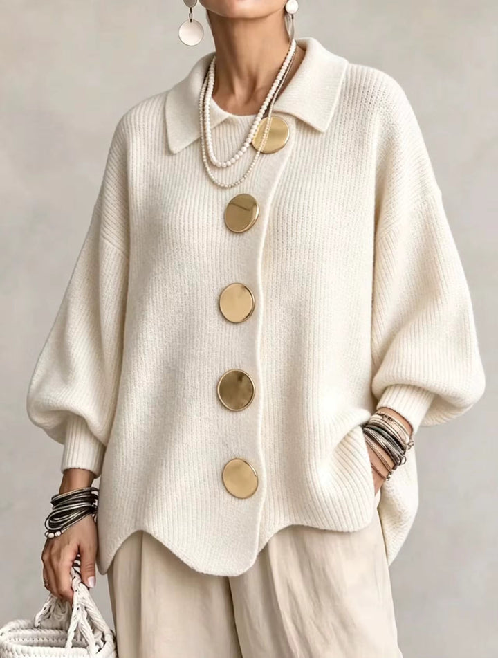 Elegant Oversized Cardigan with Statement Buttons