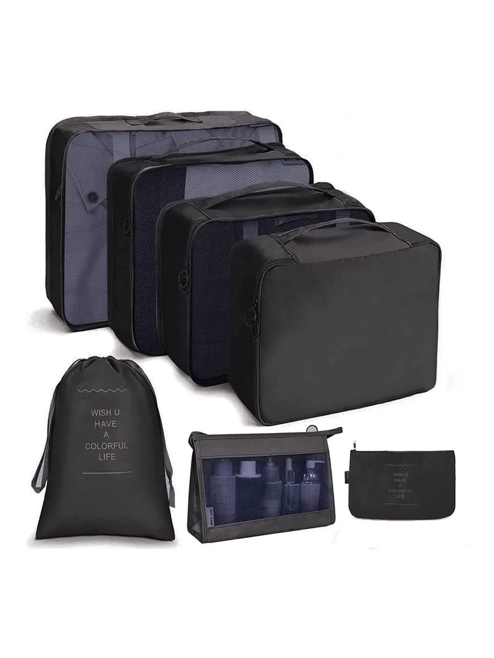 PackWunder Travel Organiser Set 7/8/9/10 Pieces | Foldable Suitcase Organiser | For Clothing, Shoes and Accessories