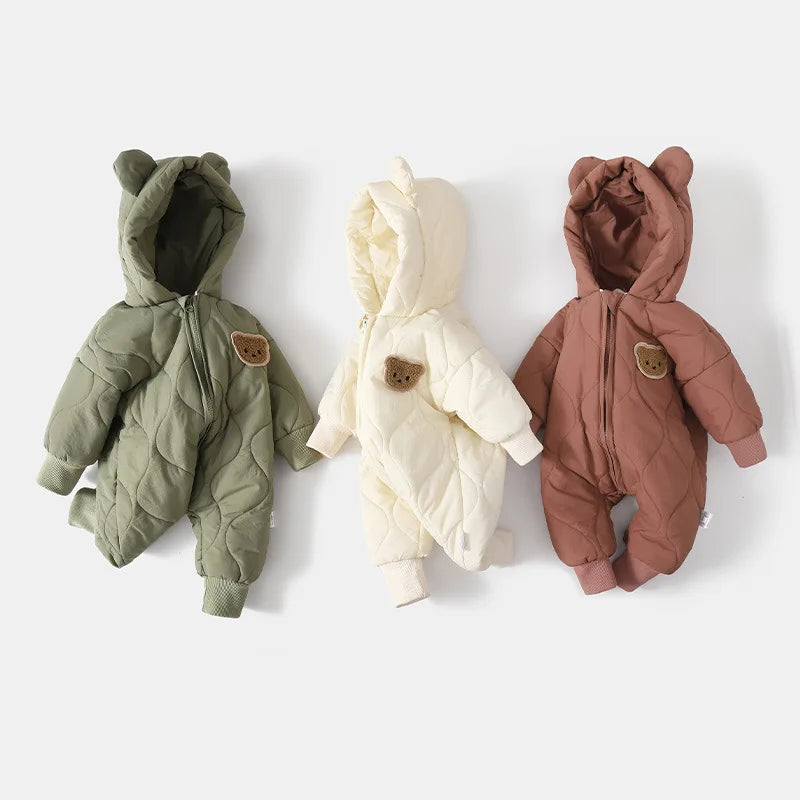 Winter Suit with Hood and Bear Design for Babies – Warm and Soft