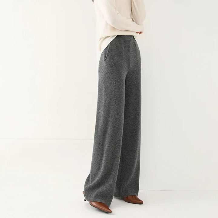 Women's Merino Wool Trousers High Waist Wide-Leg
