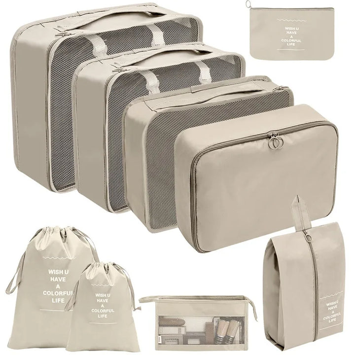 PackWunder Travel Organiser Set 7/8/9/10 Pieces | Foldable Suitcase Organiser | For Clothing, Shoes and Accessories