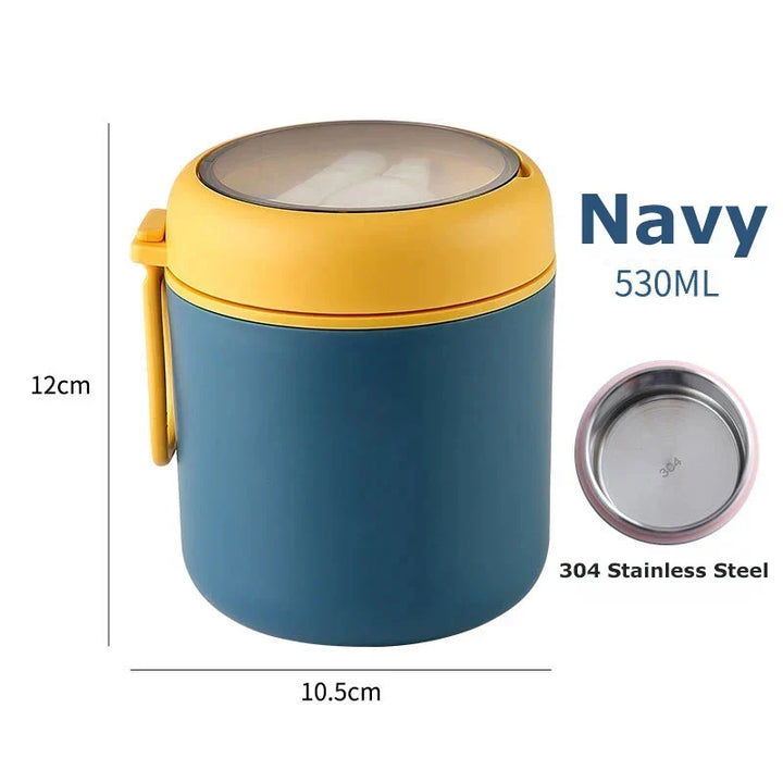 ThermoMeal Stainless Steel Thermal Container | 530 ml / 710 ml | Insulated Cup for Soups and Lunch | Waterproof and Durable