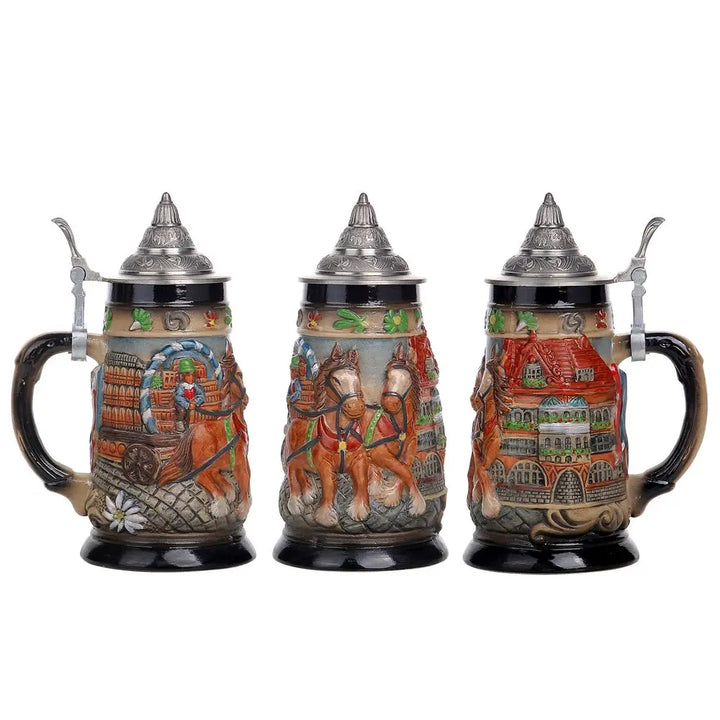 Beer Stein with Relief and Pewter Lid (0.8 L) – Bavaria Oktoberfest 2025 Stein