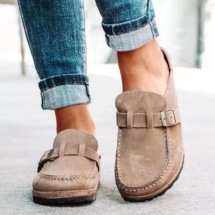 Retro Suede Slip-On Sandals with Orthopaedic Comfort - Solenza