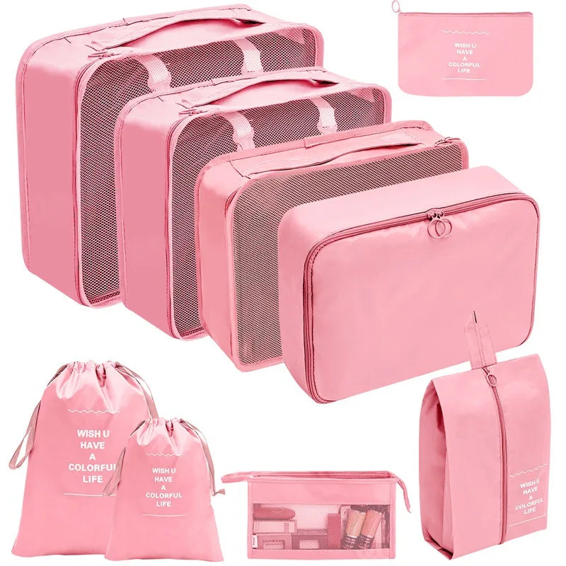 PackWunder Travel Organiser Set 7/8/9/10 Pieces | Foldable Suitcase Organiser | For Clothing, Shoes and Accessories