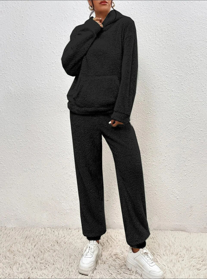 Women's Teddy Fleece Loungewear Set with Hood – 2-Piece Loungewear Set for Winter and Autumn
