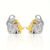 Minimalist silver earrings with subtle round shapes