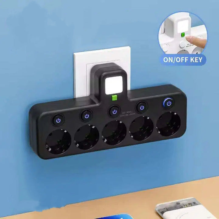 Extension Lead with USB and Switches | Multi-Socket Surge Protector 2500 W