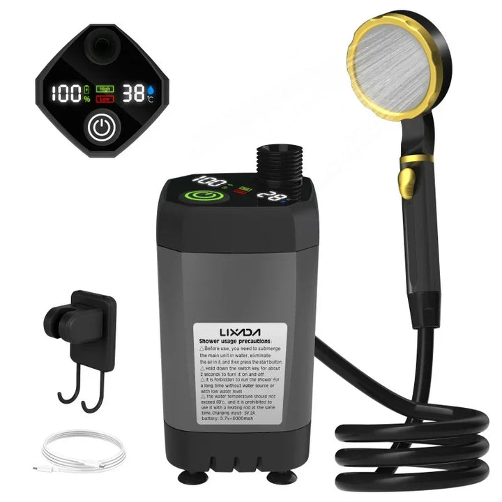 Portable Camping Shower Kit – With Digital Display and Adjustable Water Flow for Adventurers