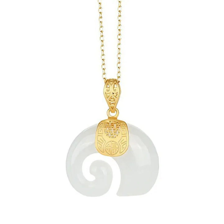 Hetian Jade Elephant Pendant Necklace – Gold-Plated Chain for Women