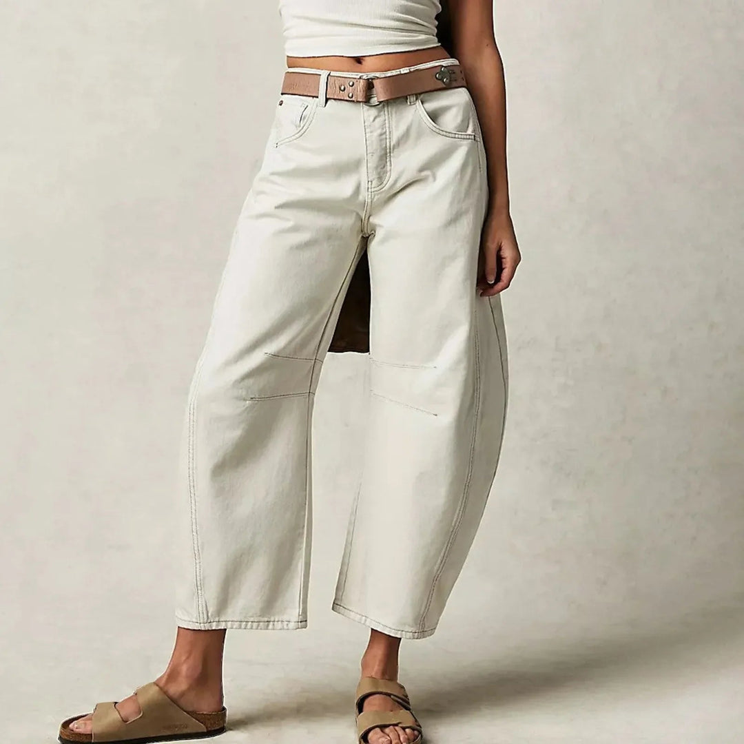 Women's casual wide-leg jeans – comfortable stretch denim, casual trousers for everyday wear