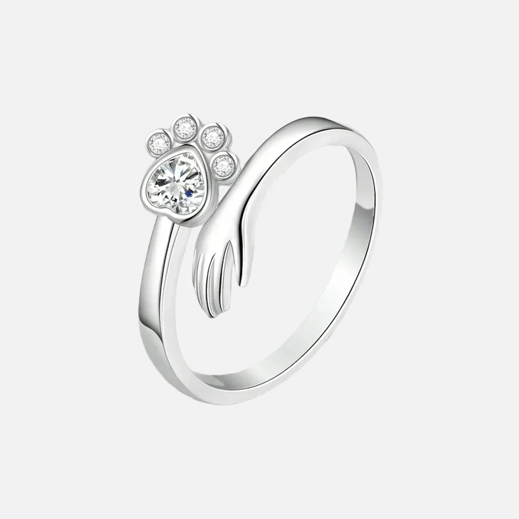Sterling Silver Adjustable Ring – Hand and Paw Print Design