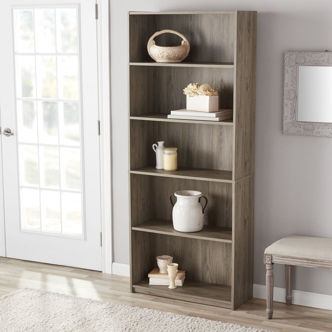 Njord - 5-Shelf Book Shelf Living Room Shelves Wood Shelves