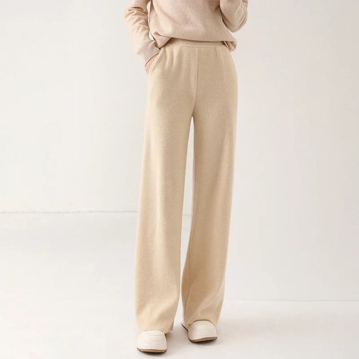 Women's Merino Wool Trousers High Waist Wide-Leg