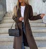 Women's Long Lapel Coat – Plain, Casual for Autumn and Winter