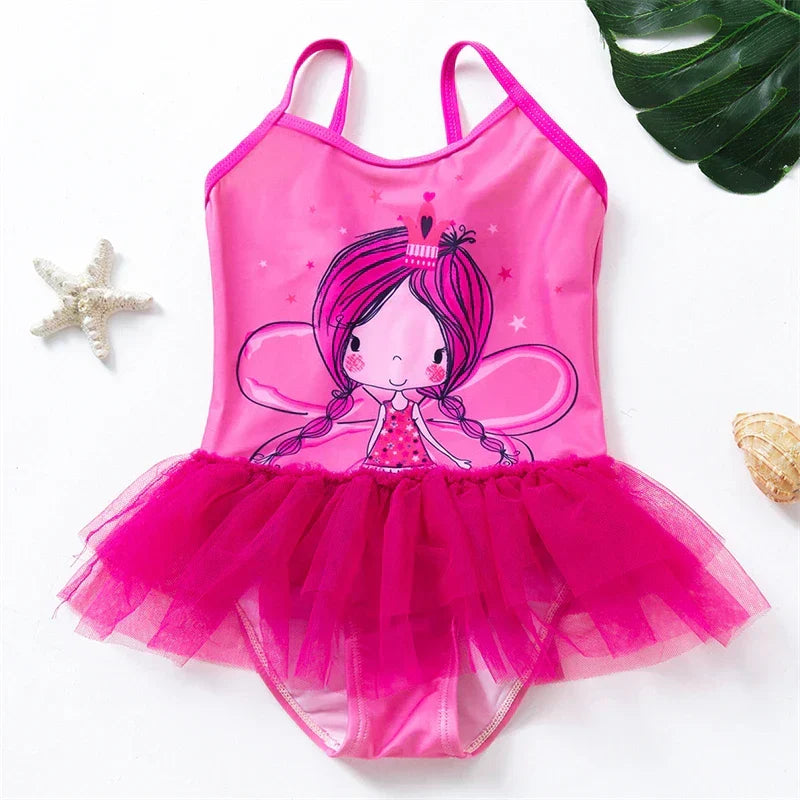 Girls' Swimsuit with Mermaid and Unicorn Design – Perfect for Children Aged 8 to 12