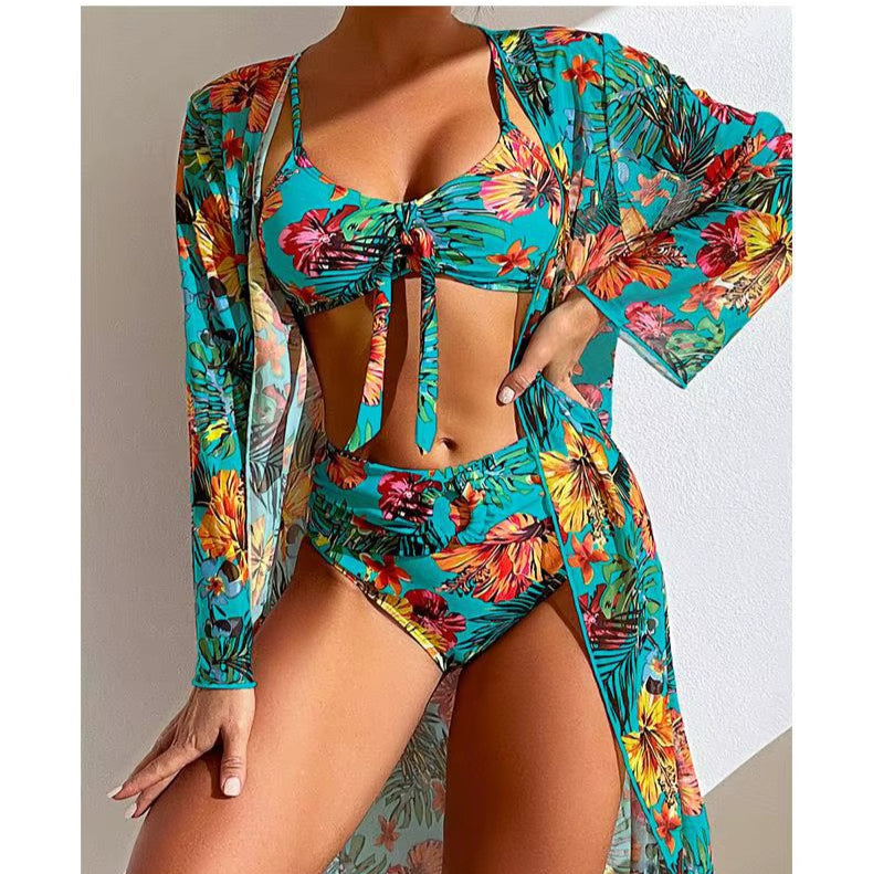 High-Waisted Bikini Set with Cover-up – Amira