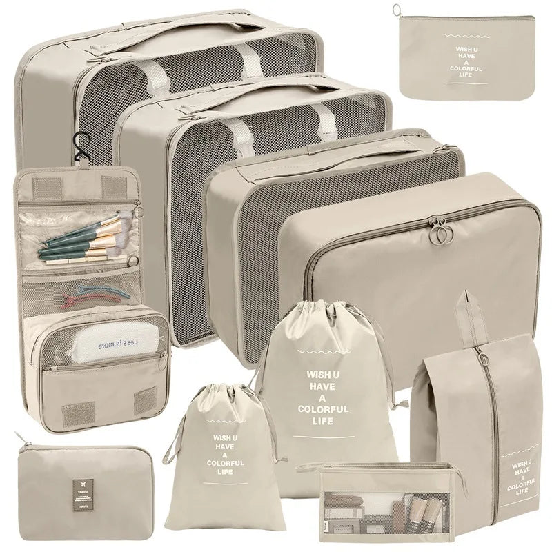 PackWunder Travel Organiser Set 7/8/9/10 Pieces | Foldable Suitcase Organiser | For Clothing, Shoes and Accessories
