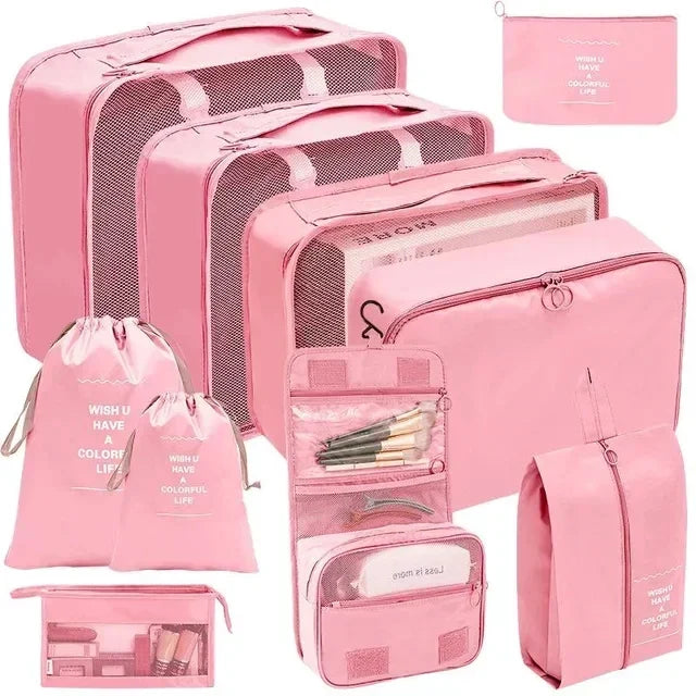 PackWunder Travel Organiser Set 7/8/9/10 Pieces | Foldable Suitcase Organiser | For Clothing, Shoes and Accessories