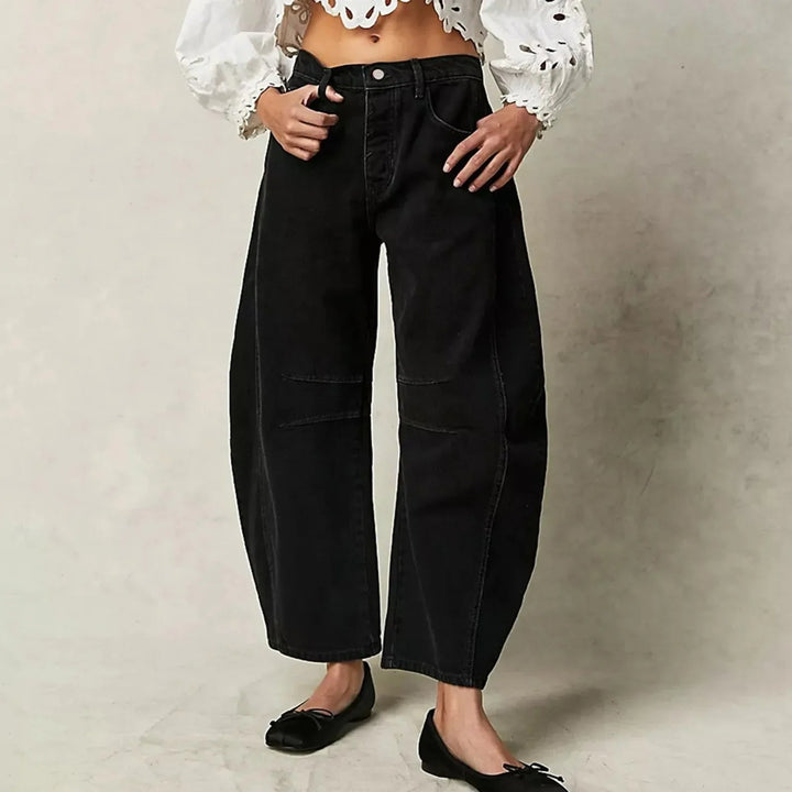 Women's casual wide-leg jeans – comfortable stretch denim, casual trousers for everyday wear
