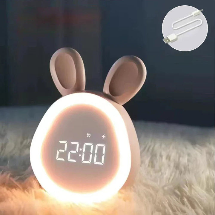 BunniGlow Bunny-Shaped Children's Alarm Clock with LED Night Light