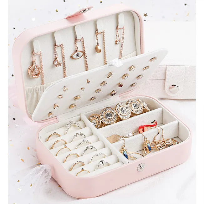Double-Layer Portable Leather Jewellery Box