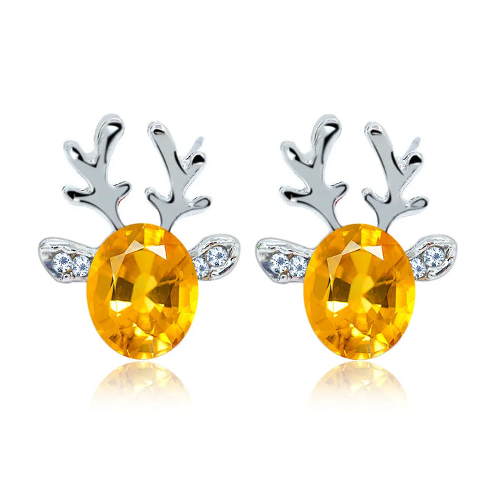 Festive Reindeer Crystal Stud Earrings