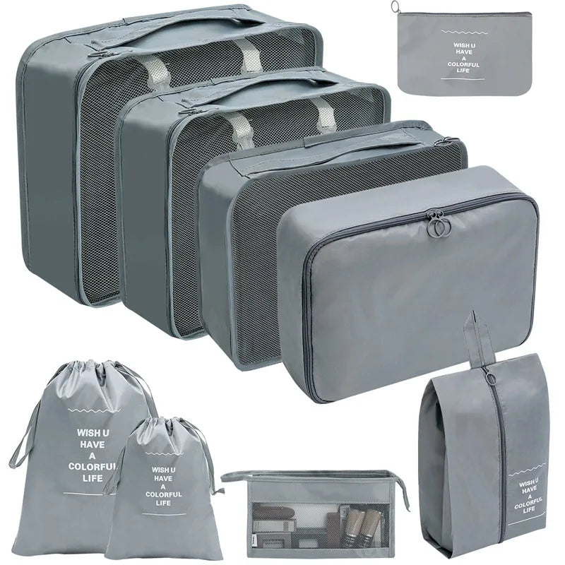 PackWunder Travel Organiser Set 7/8/9/10 Pieces | Foldable Suitcase Organiser | For Clothing, Shoes and Accessories