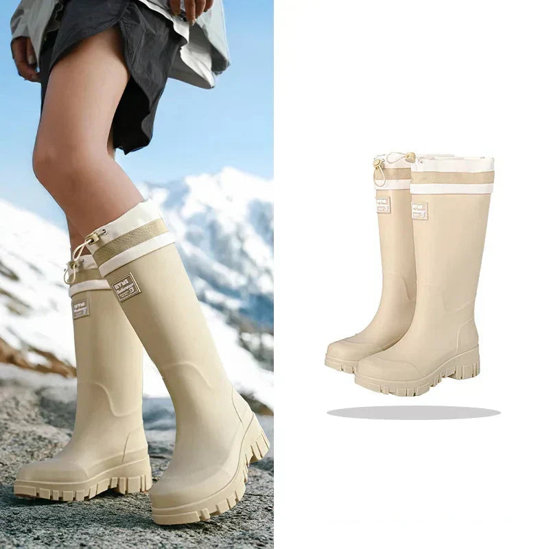 Ladies' waterproof retro look rain boots with anti-slip sole – Arlena