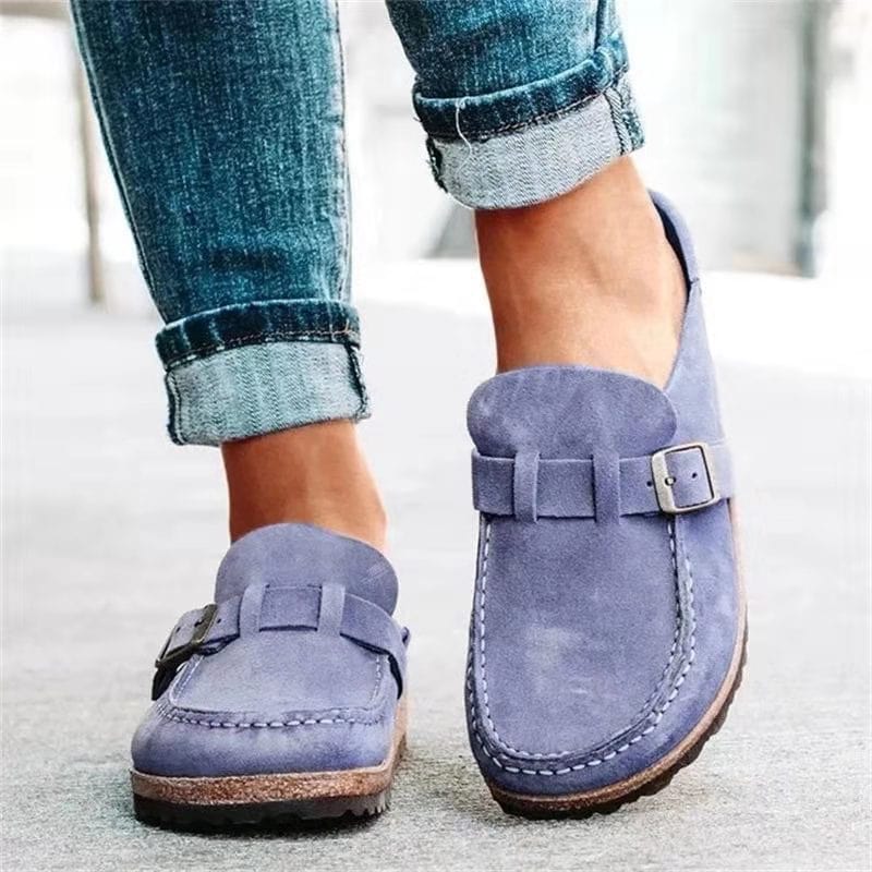 Retro Suede Slip-On Sandals with Orthopaedic Comfort - Solenza