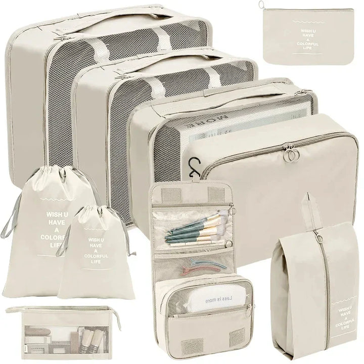 PackWunder Travel Organiser Set 7/8/9/10 Pieces | Foldable Suitcase Organiser | For Clothing, Shoes and Accessories