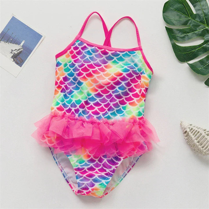 Girls' Swimsuit with Mermaid and Unicorn Design – Perfect for Children Aged 8 to 12