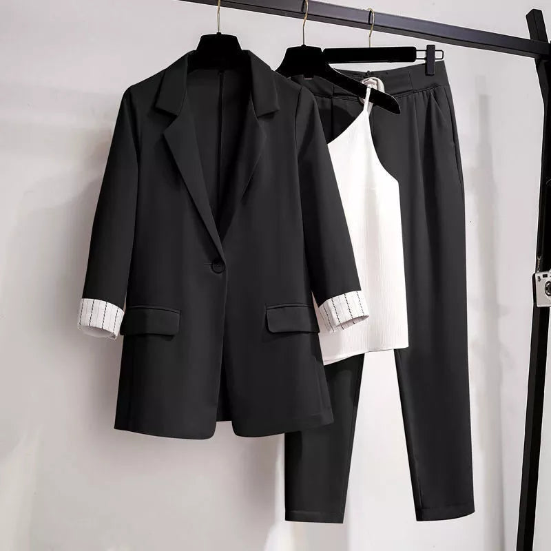Women's Blazer Suit Three-Piece with Lapels and Trousers