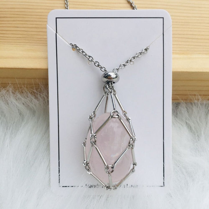 Necklace with interchangeable crystal stone for radiant style and harmony.