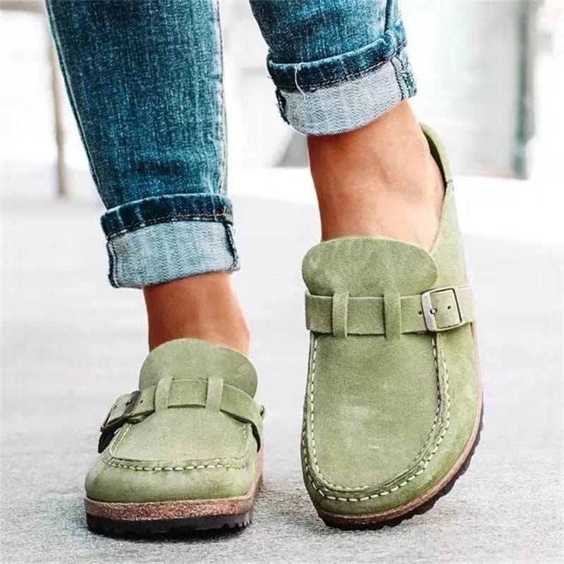 Retro Suede Sliders with Orthopaedic Comfort - Solenza
