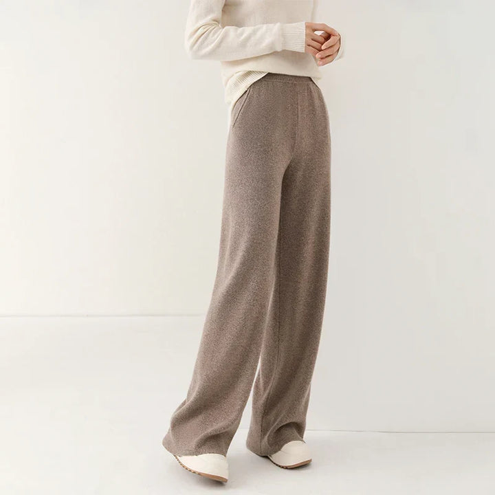 Women's Merino Wool Trousers High Waist Wide-Leg