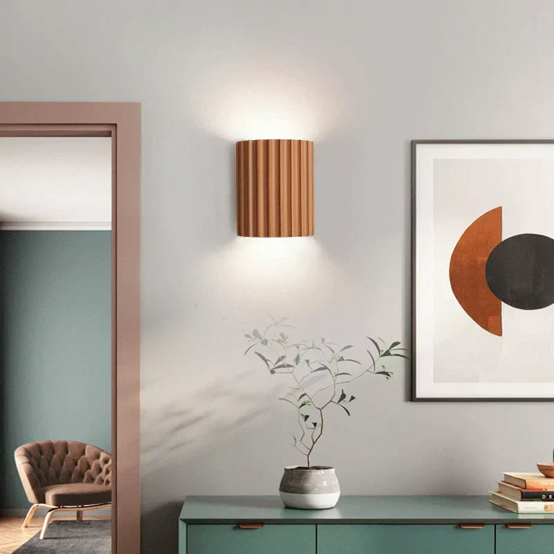 Indoor Wall Light Modern Ribbed Up-Down Glow Fixture