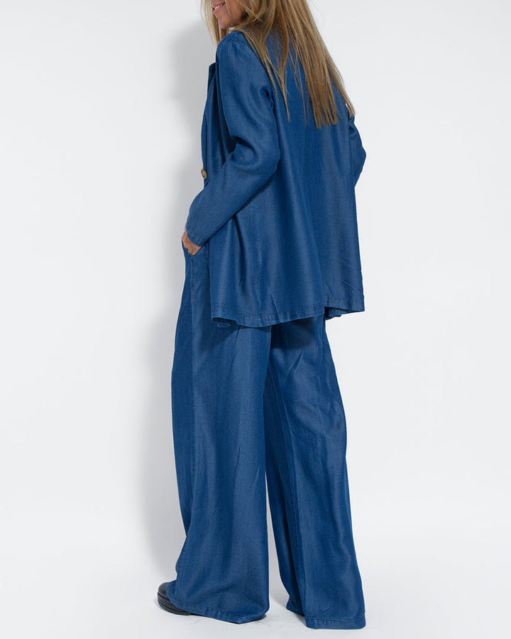 Linen 2-Piece Set with Wide-Leg Trousers and Waistcoat – Alma