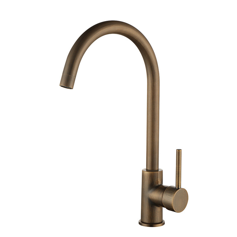 Brass Kitchen Tap with Single Handle and Antique Bronze Finish