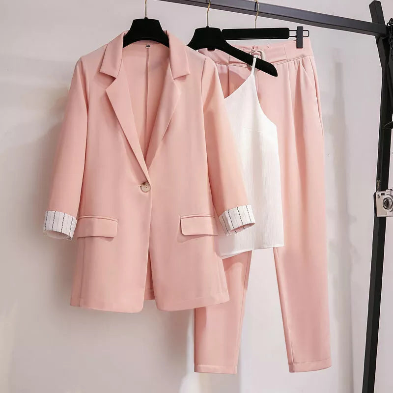 Women's Blazer Suit Three-Piece with Lapels and Trousers