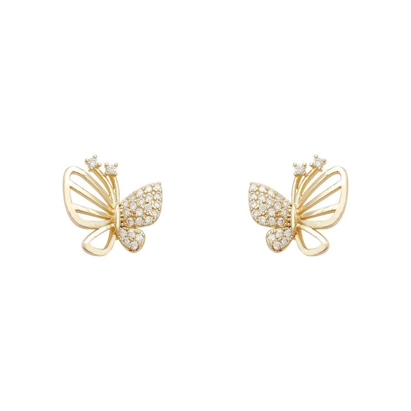 Elegant Cubic Zirconia Butterfly Stud Earrings