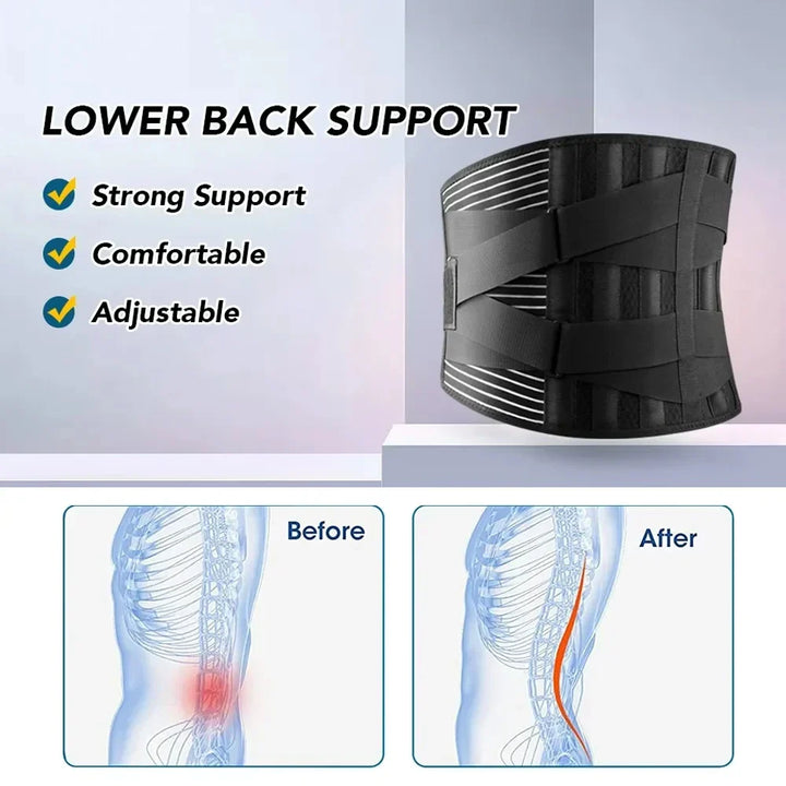 OrthoFlexa Back Support Belt | 360° Lower Back Support with Memory Aluminium and Steel Springs | Breathable and Invisible Under Clothes