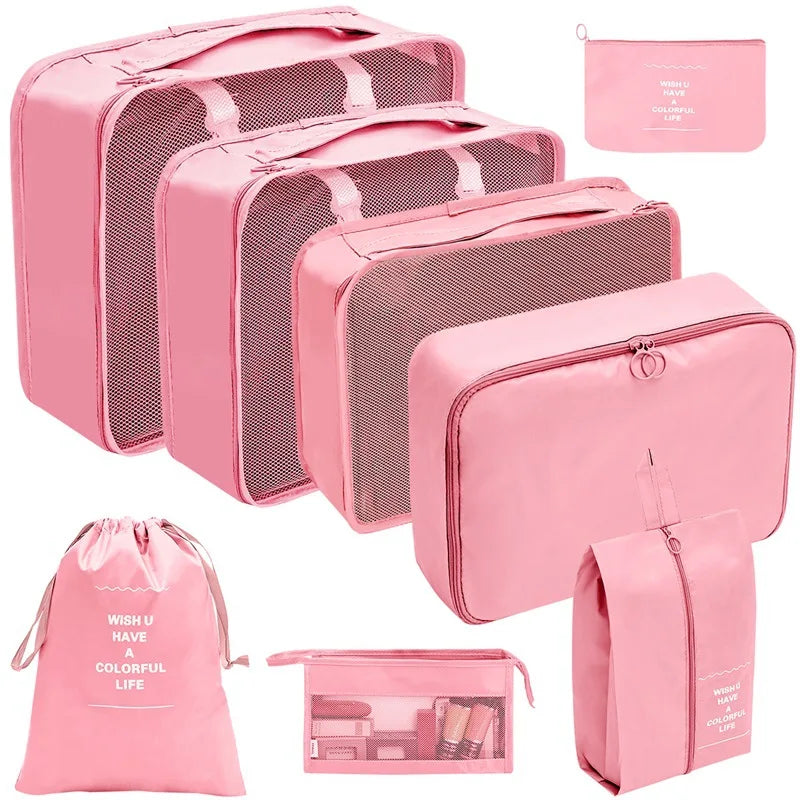 PackWunder Travel Organiser Set 7/8/9/10 Pieces | Foldable Suitcase Organiser | For Clothing, Shoes and Accessories