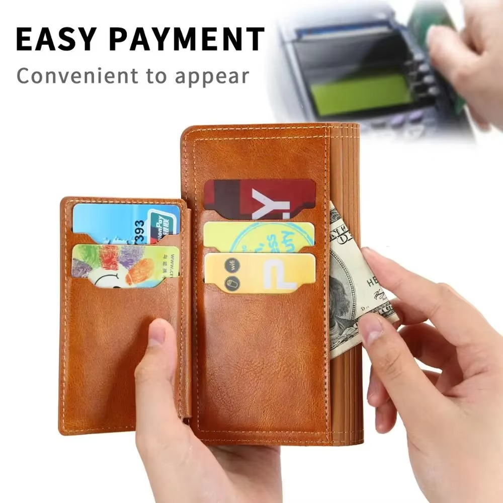Premium Leather Flip Wallet for iPhone & Case with Stand