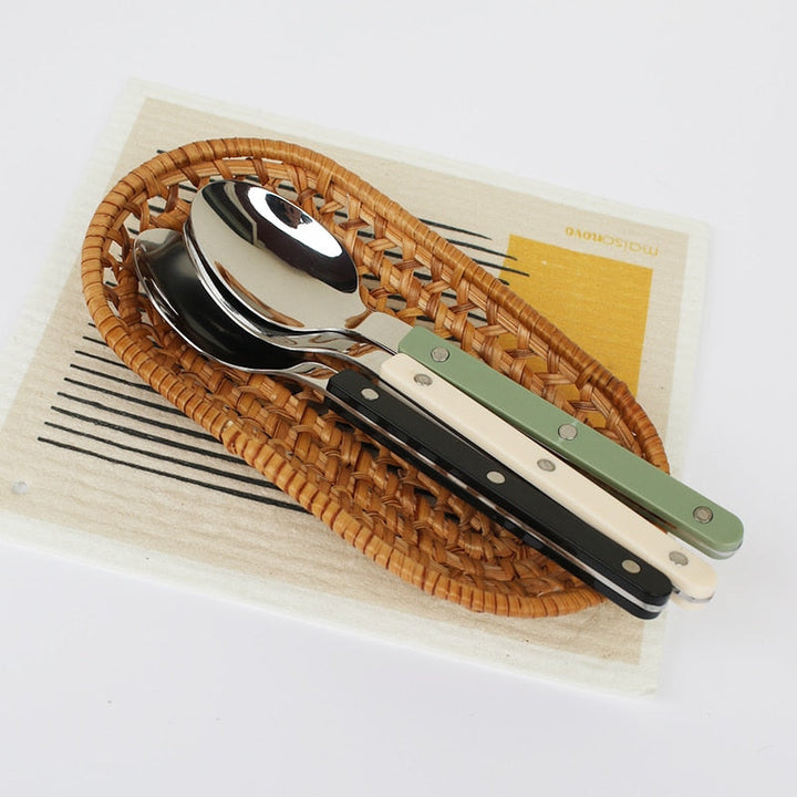 Set of 24 Stainless Steel Cutlery Pieces with Engraved Design – BistroLine